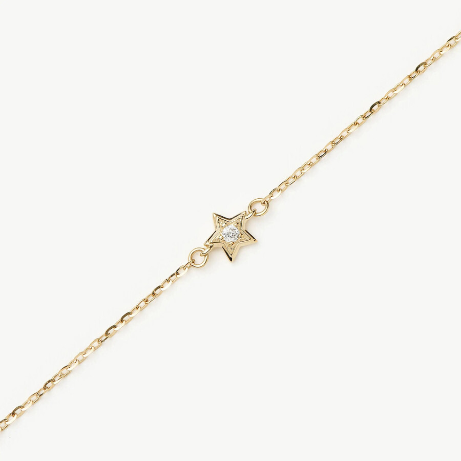pulsera de cadena con estrella de diamantes en oro macizo de 14 k