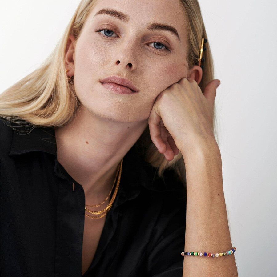 pulsera de cuentas - chapada en oro de 18 quilatesmulticuentas