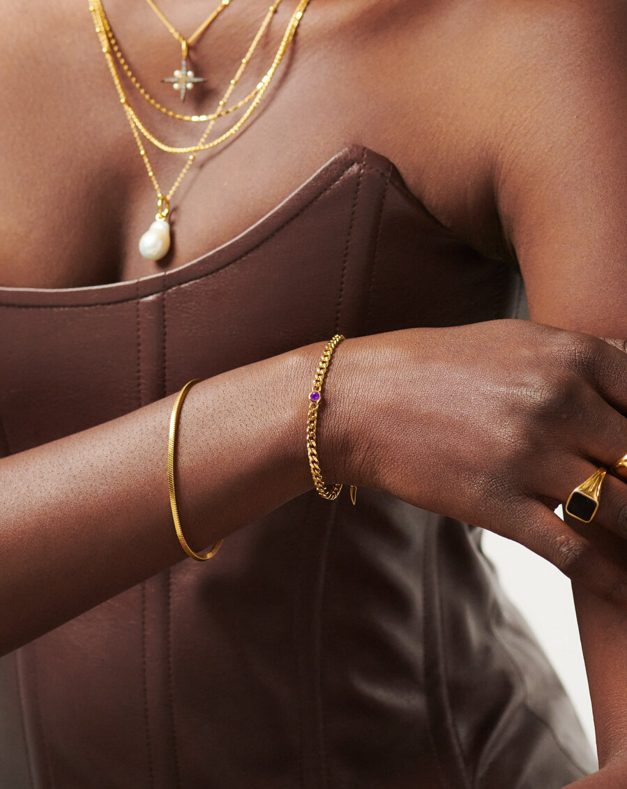 pulsera de cadena con piedra natal de febrero