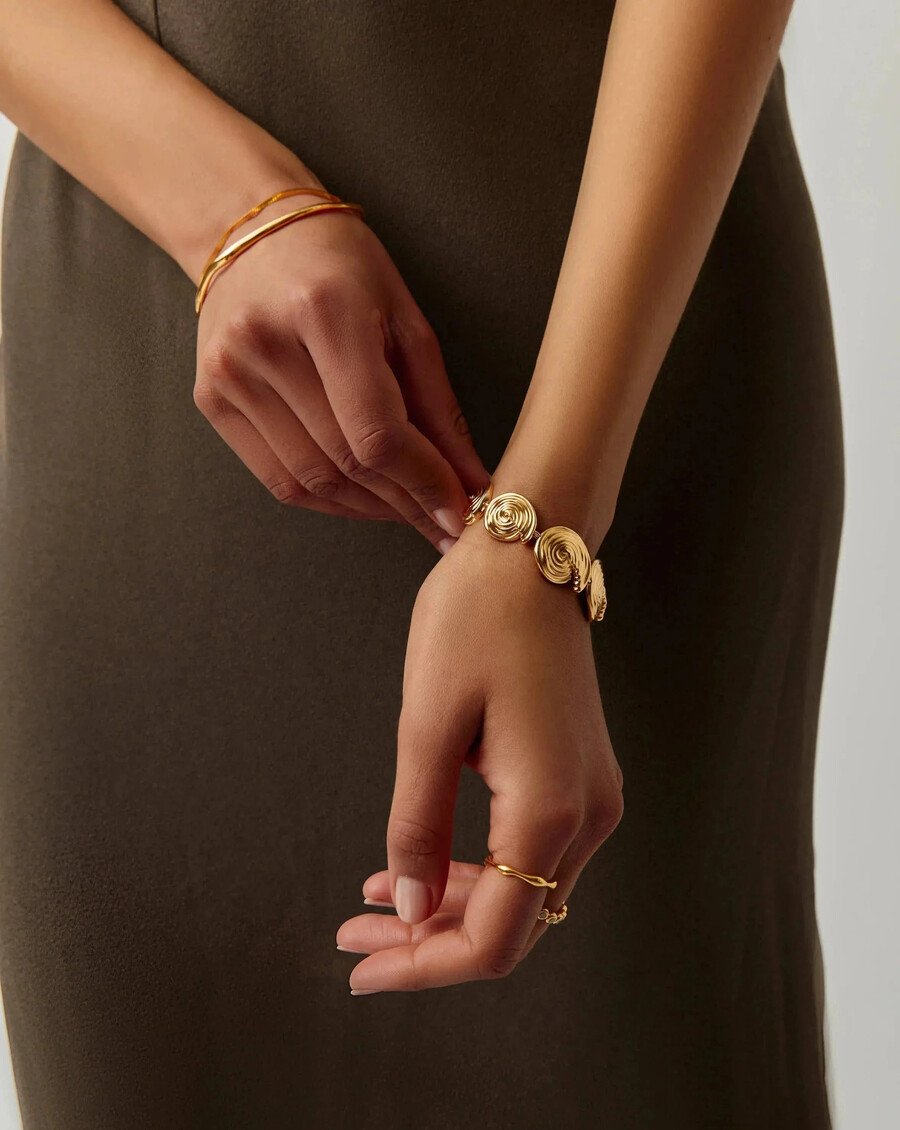 pulsera de cadena con espiral - oro