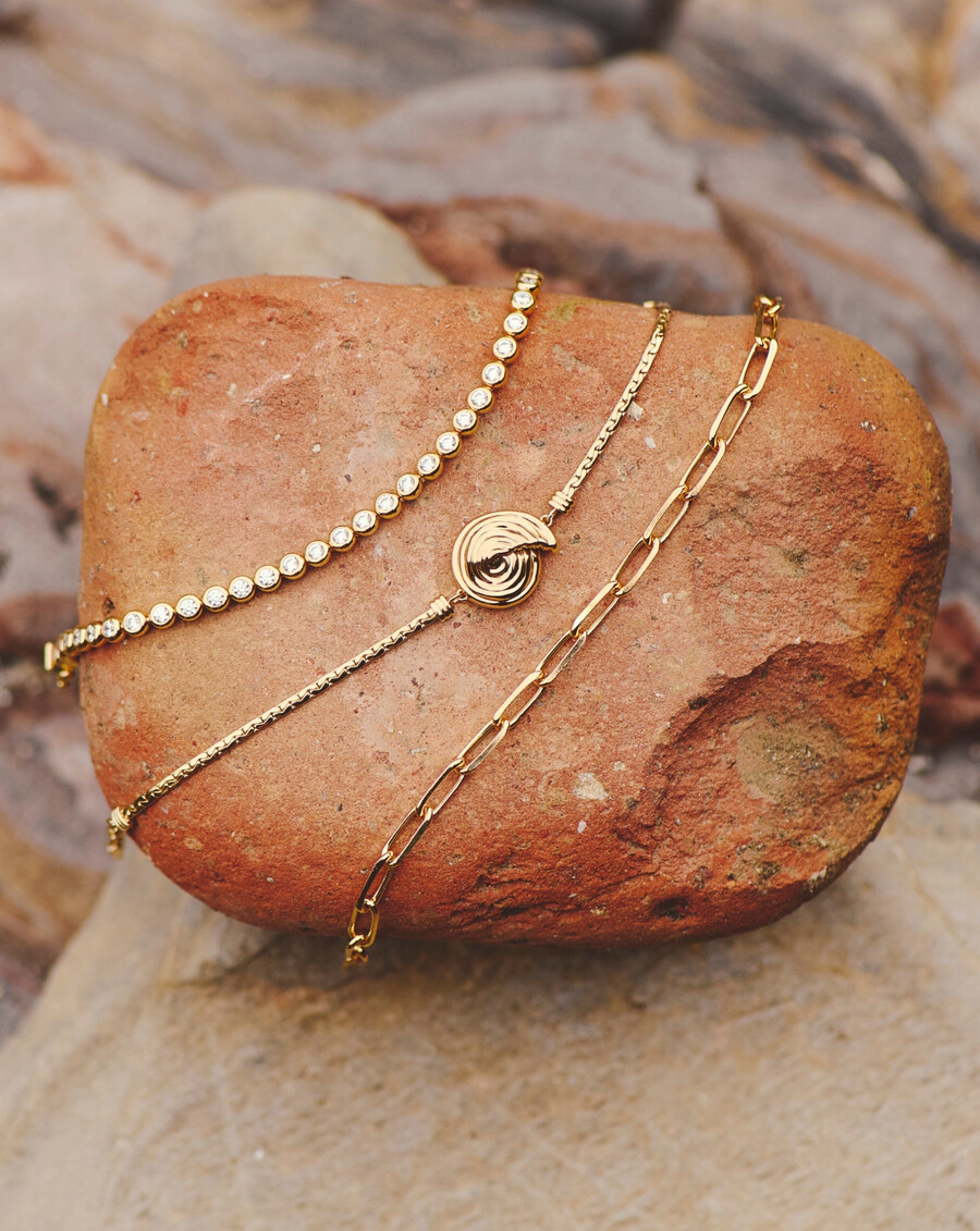 pulsera de cadena de cobra en espiral - oro