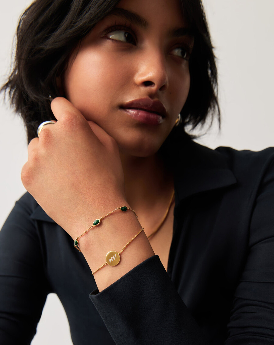 pulsera redonda grabable - oro