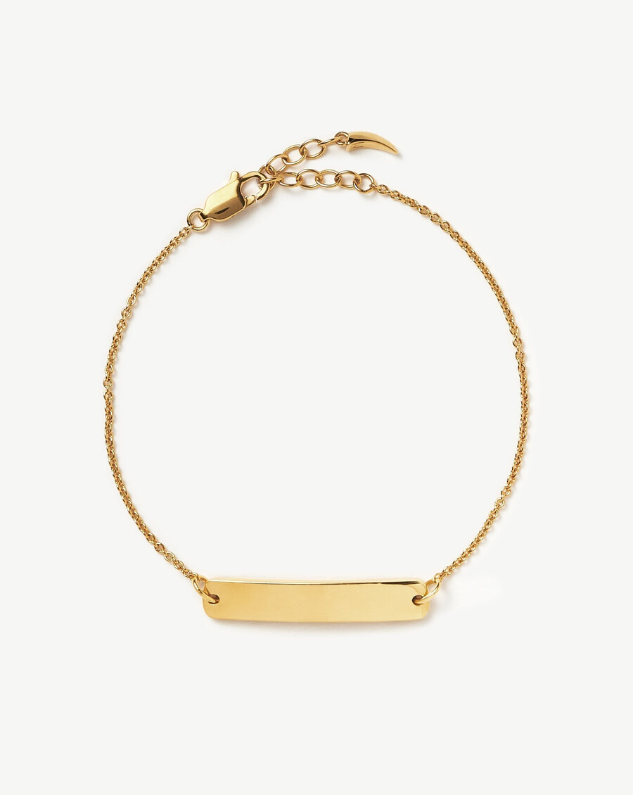 pulsera de cadena con barra grabable - oro vermeil de 18 quilates