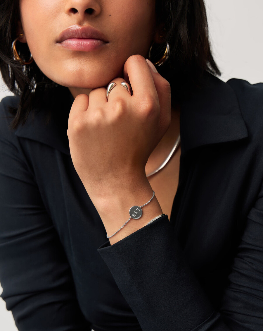 pulsera redonda grabable - plata