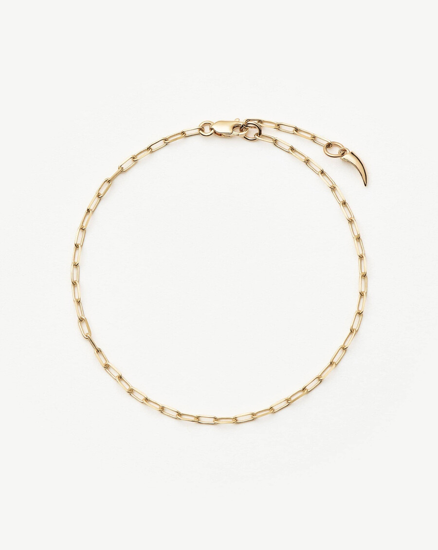 pulsera clásica de cadena con clip de oro macizo de 14 k
