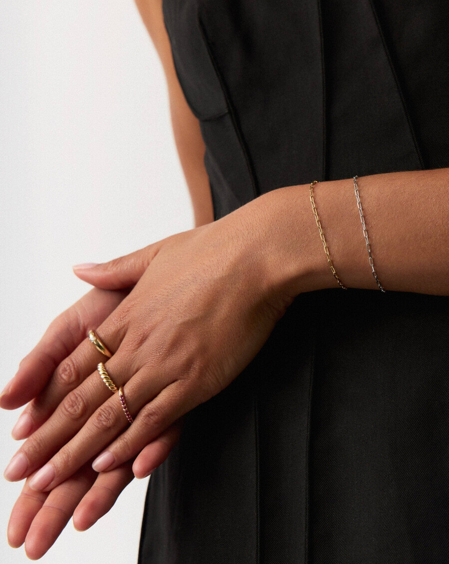 pulsera clásica de cadena con clip de oro macizo de 14 k