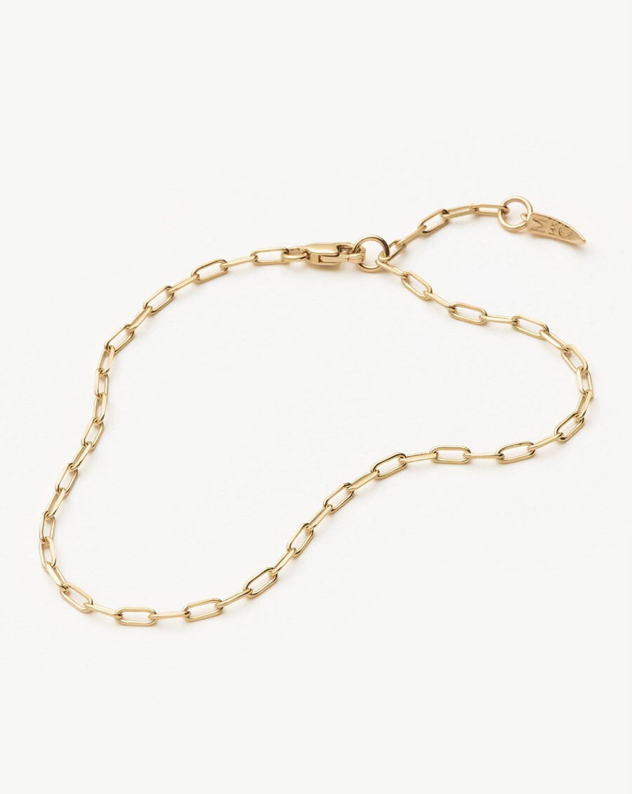 pulsera clásica de cadena con clip de oro macizo de 14 k