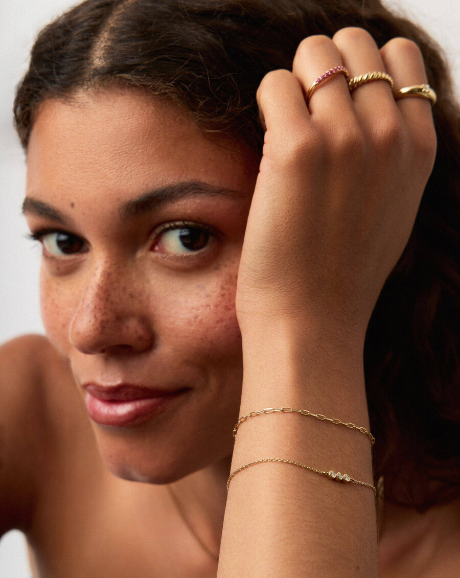 pulsera clásica de cadena con clip de oro macizo de 14 k
