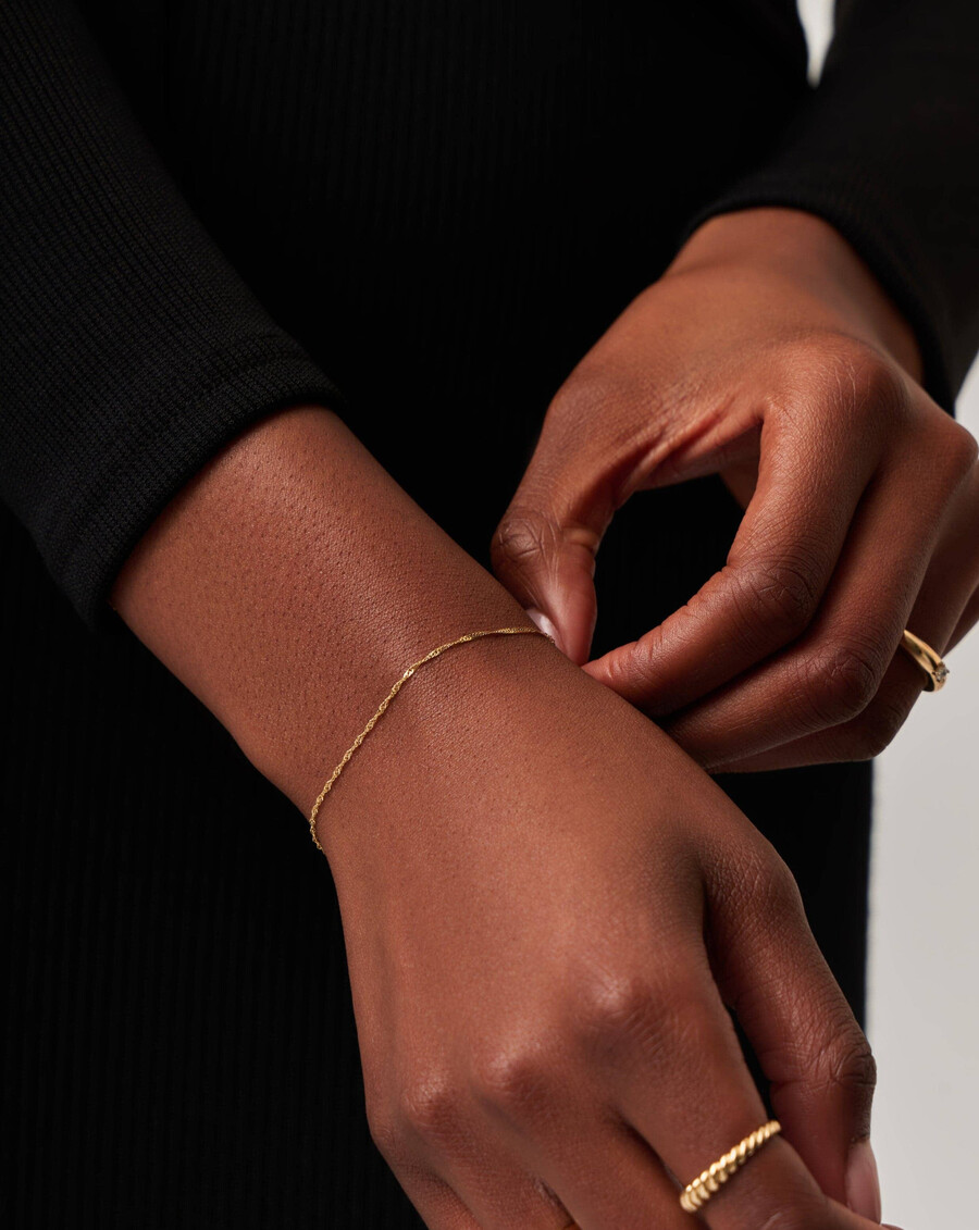 pulsera de cadena trenzada de oro macizo de 14 k