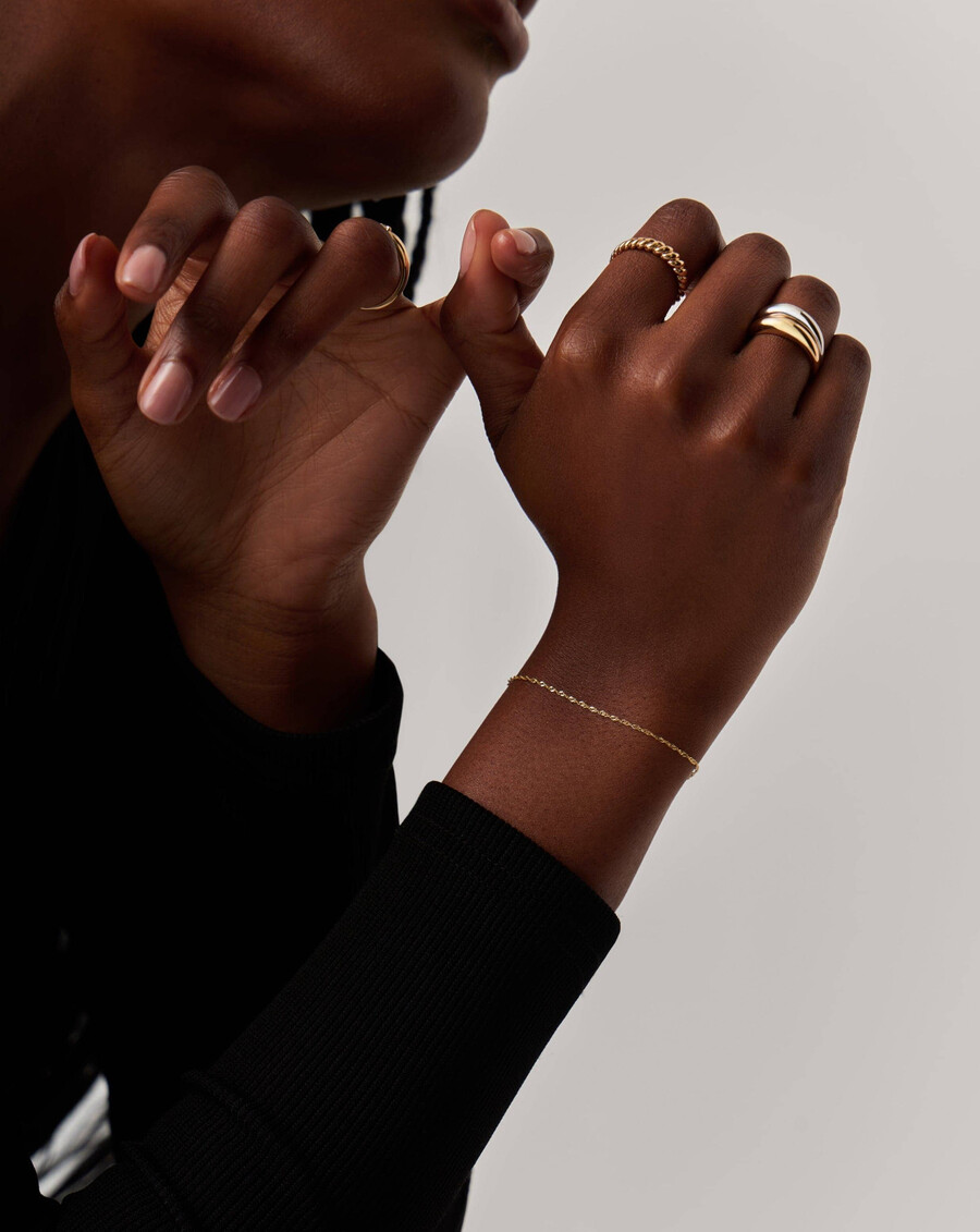 pulsera de cadena trenzada de oro macizo de 14 k