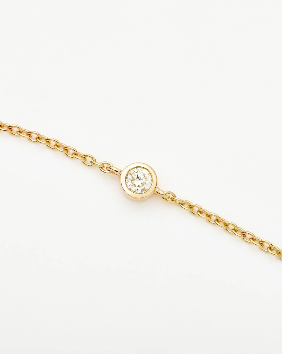 pulsera de solitario de diamantes en oro macizo de 14 k