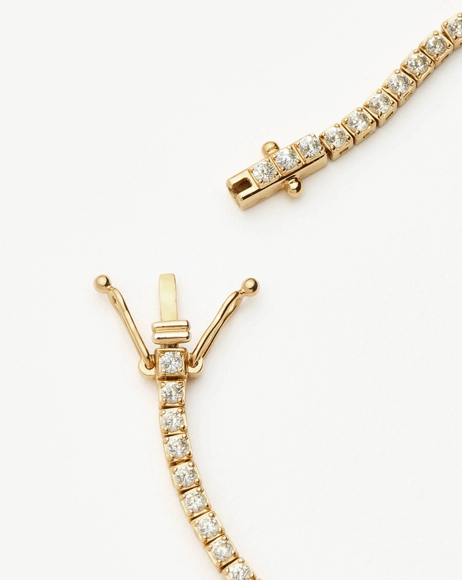 pulsera fina de tenis con diamantes en oro de 14 quilates - missoma ee. uu.