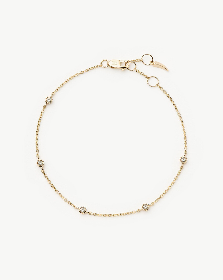 pulsera de diamantes flotantes de oro macizo de 14 k