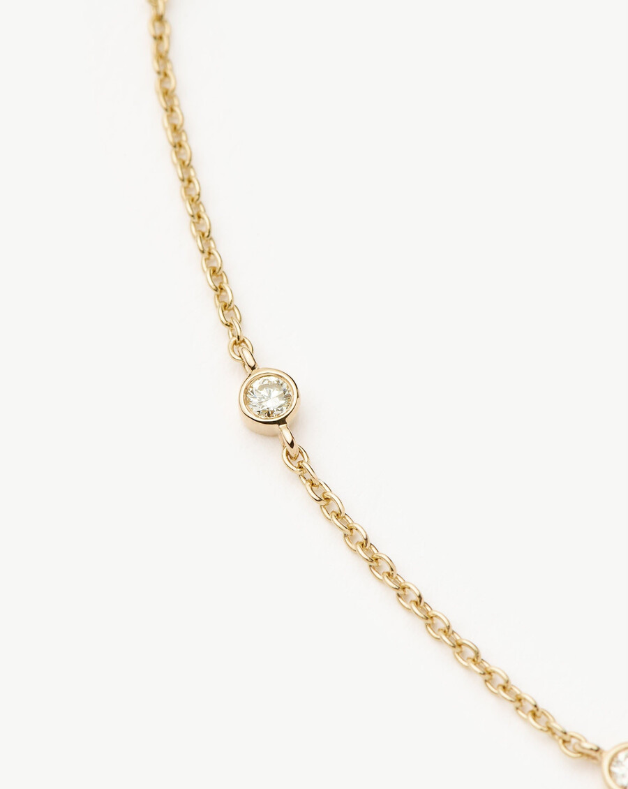pulsera de diamantes flotantes de oro macizo de 14 k