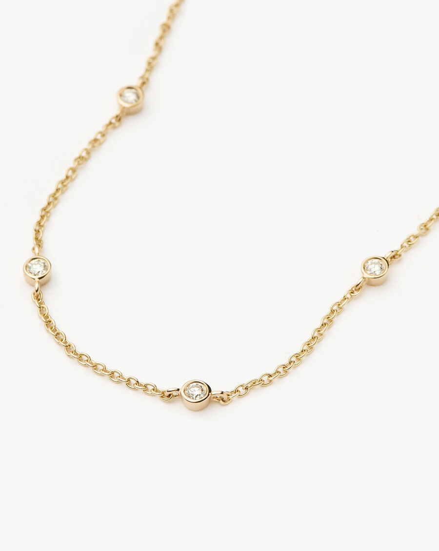 pulsera de diamantes flotantes de oro macizo de 14 k