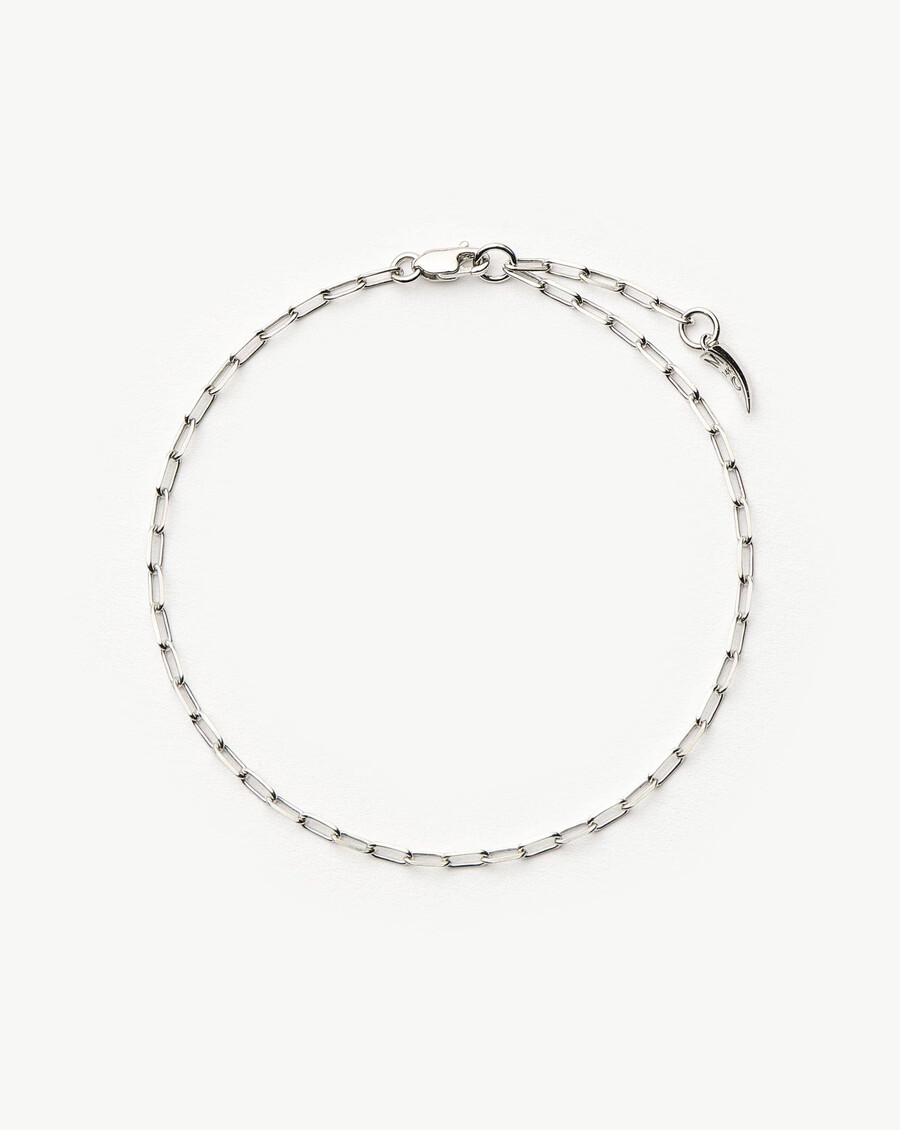 pulsera clásica de cadena con clip de papel en oro blanco macizo de 14 k