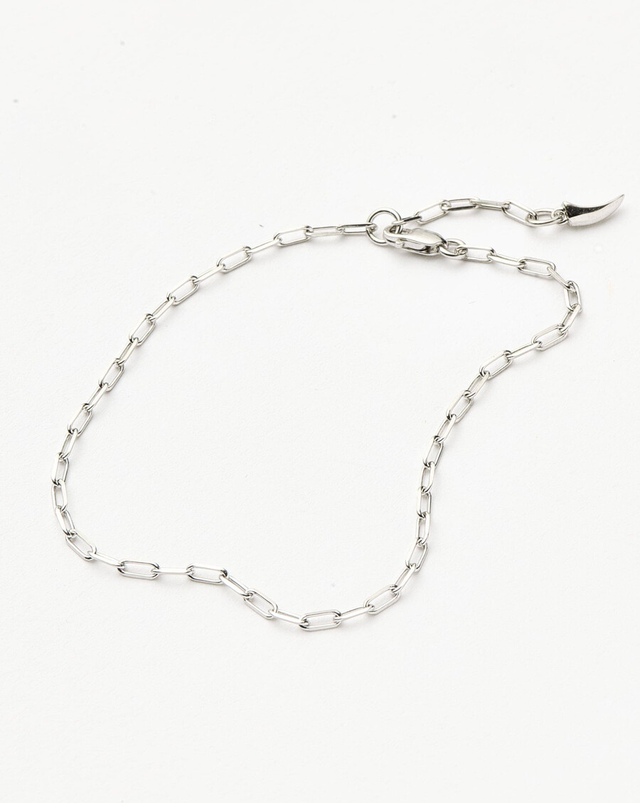 pulsera clásica de cadena con clip de papel en oro blanco macizo de 14 k