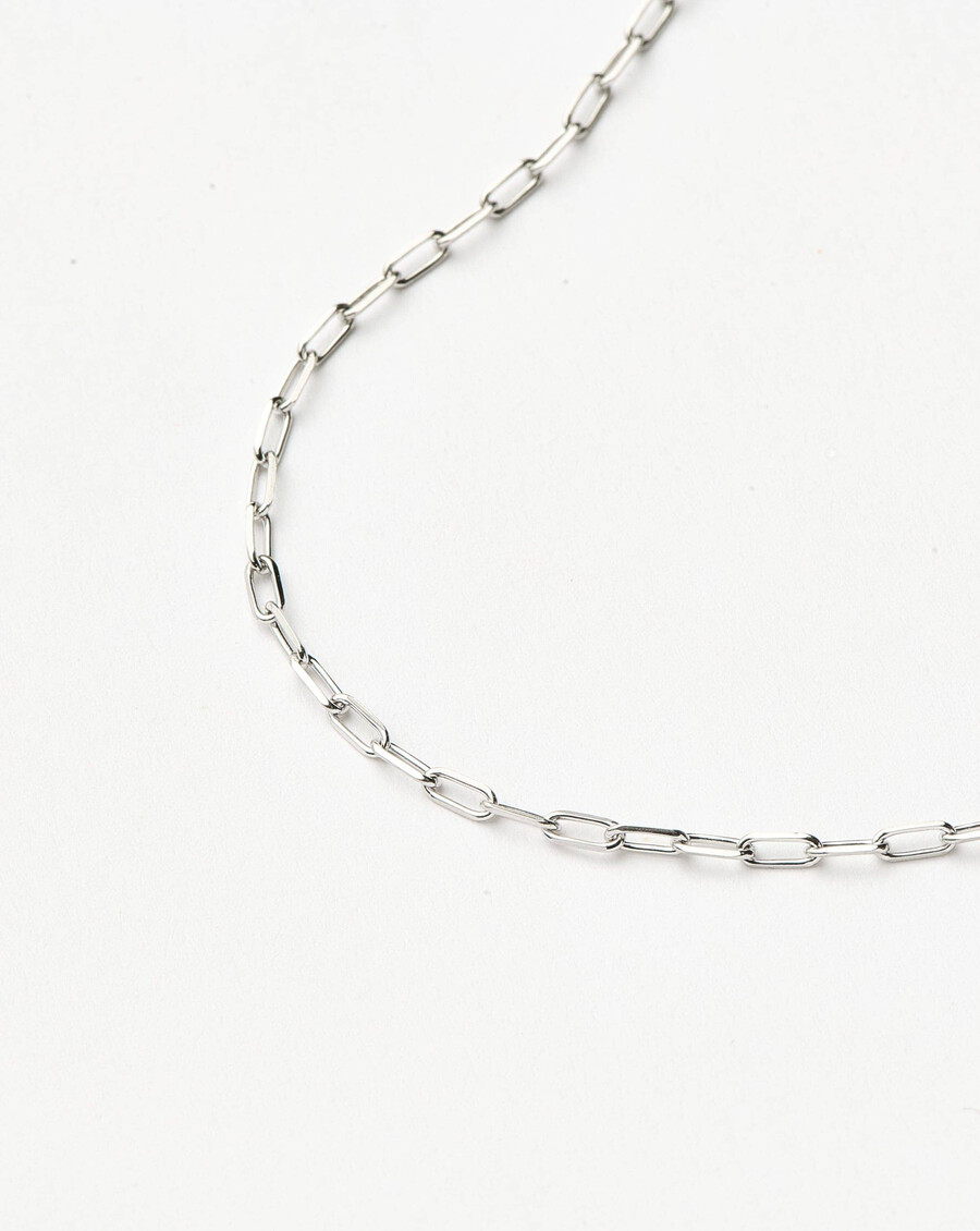 pulsera clásica de cadena con clip de papel en oro blanco macizo de 14 k