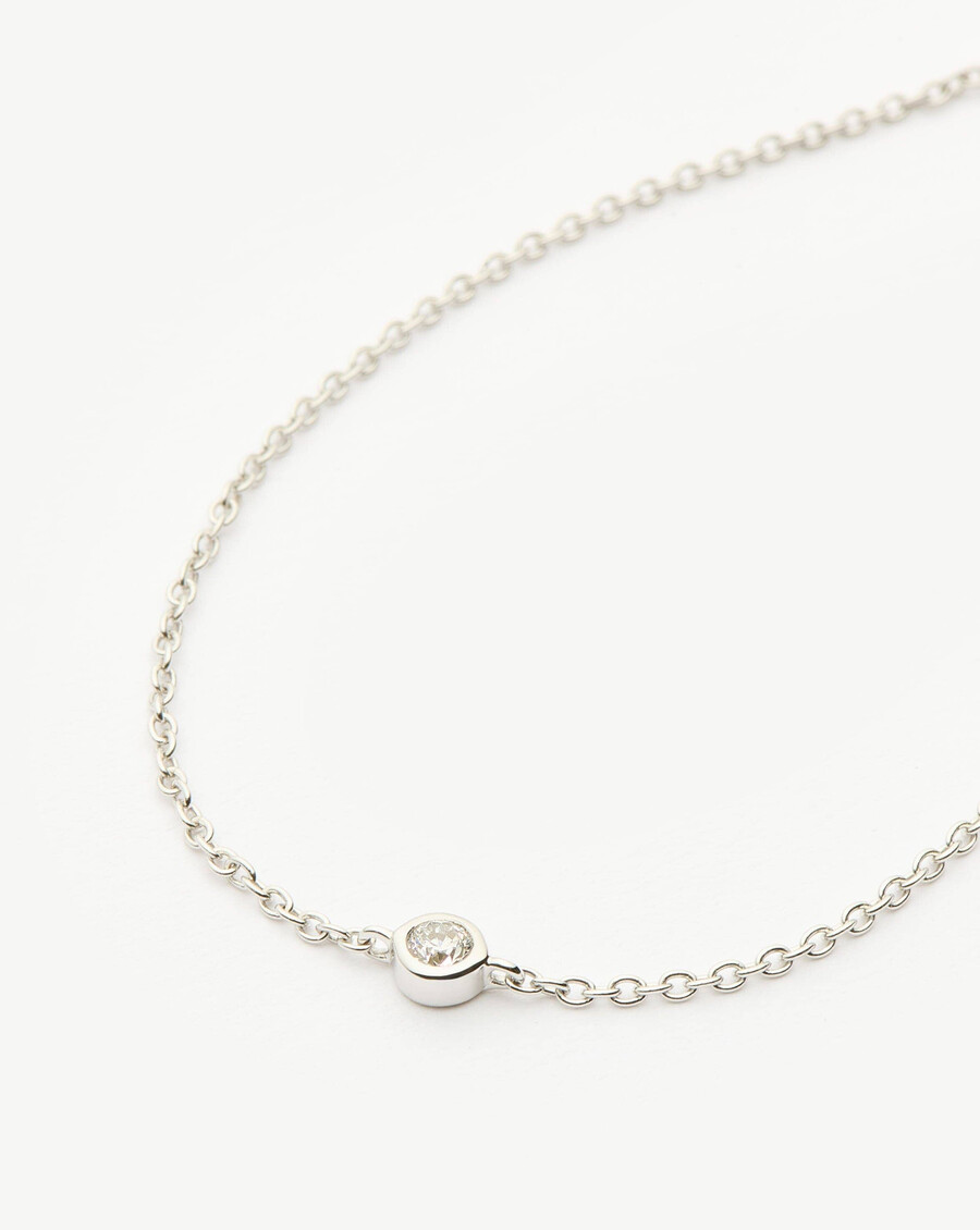 pulsera de solitario de diamantes en oro blanco macizo de 14 k