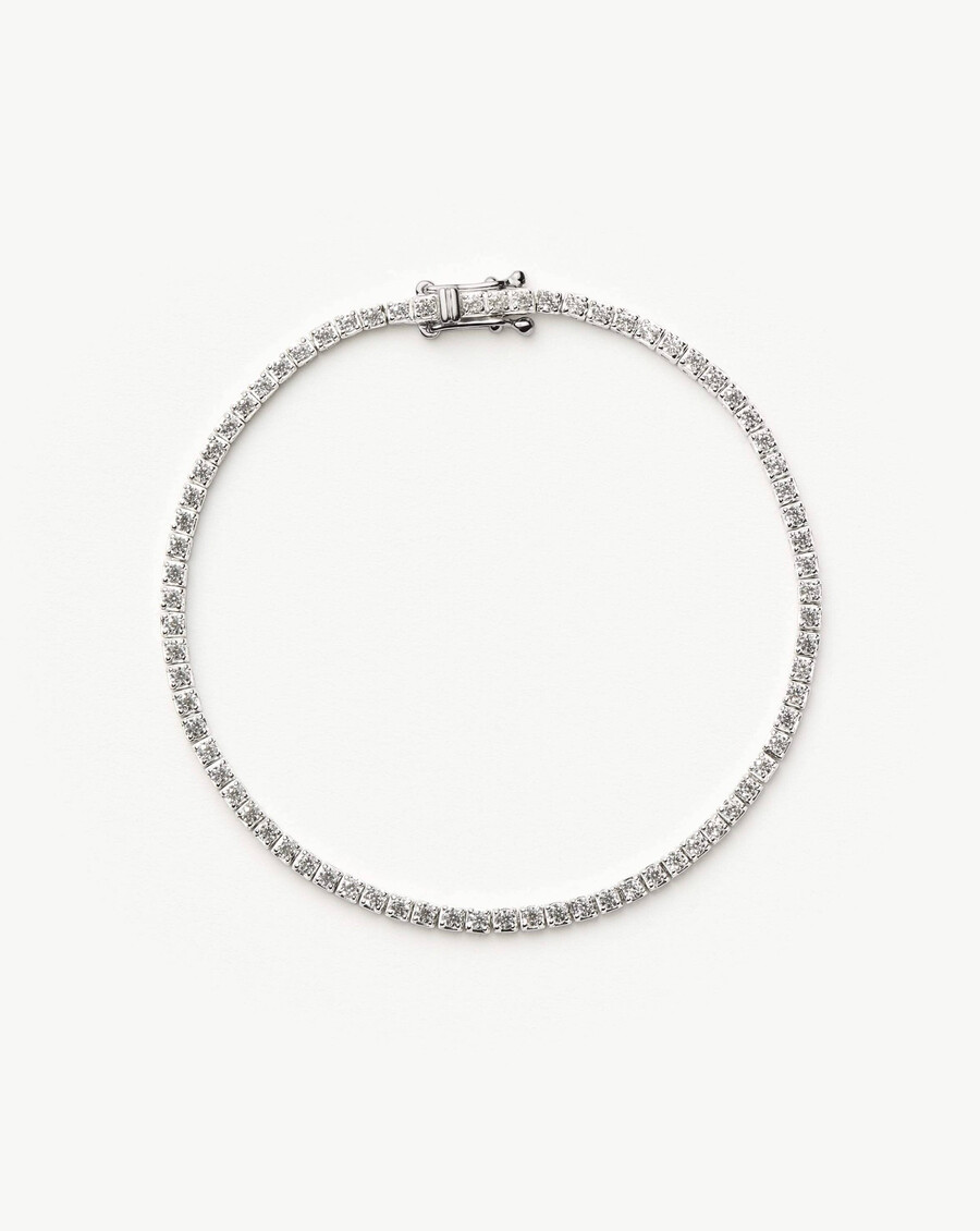 pulsera fina de tenis de oro blanco con diamantes - missoma ee. uu.