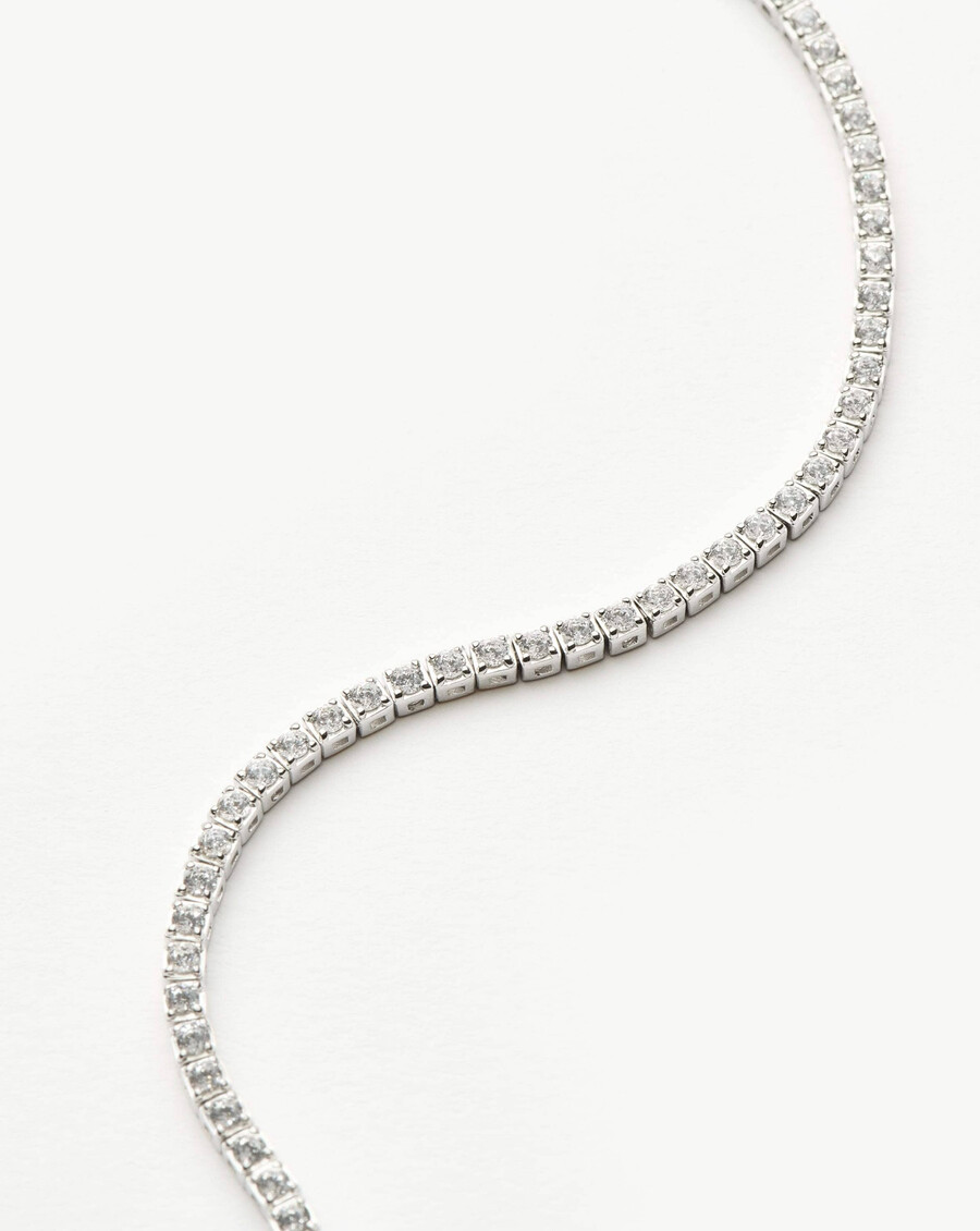 pulsera fina de tenis con diamantes en oro blanco de 14 k - missoma ee. uu.