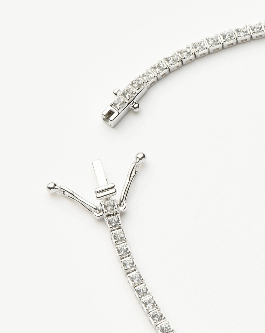 pulsera fina de tenis con diamantes en oro blanco de 14 k - missoma ee. uu.