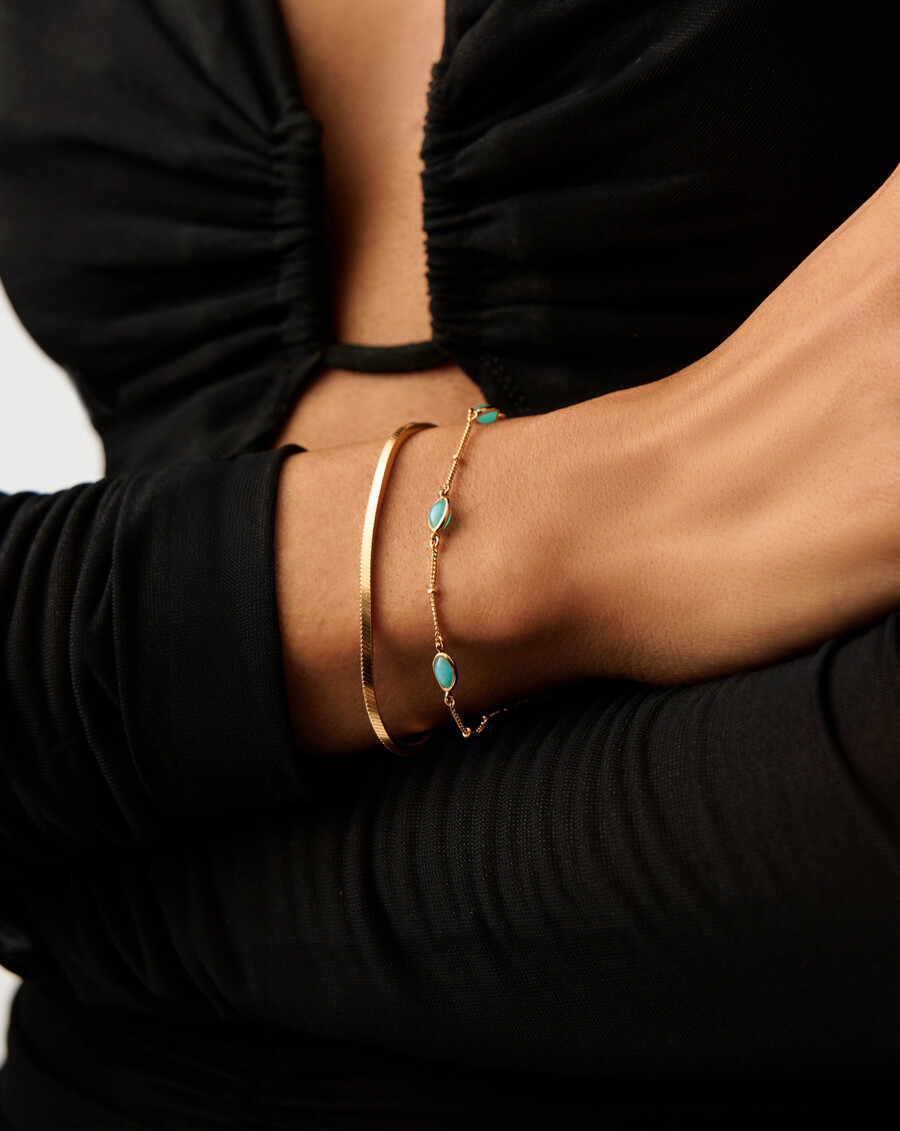 pulsera con dije de piedra preciosa magma - oroamazonita