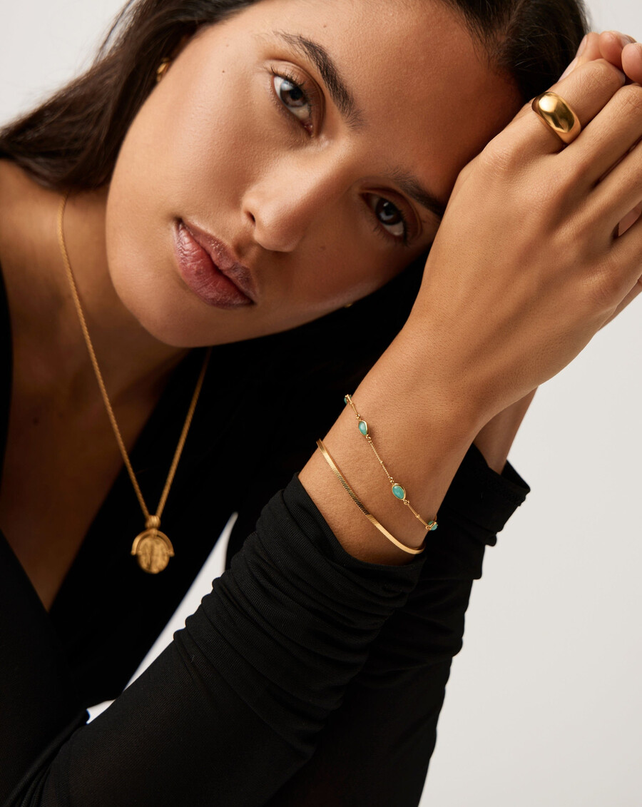 pulsera con dije de piedra preciosa magma - oroamazonita