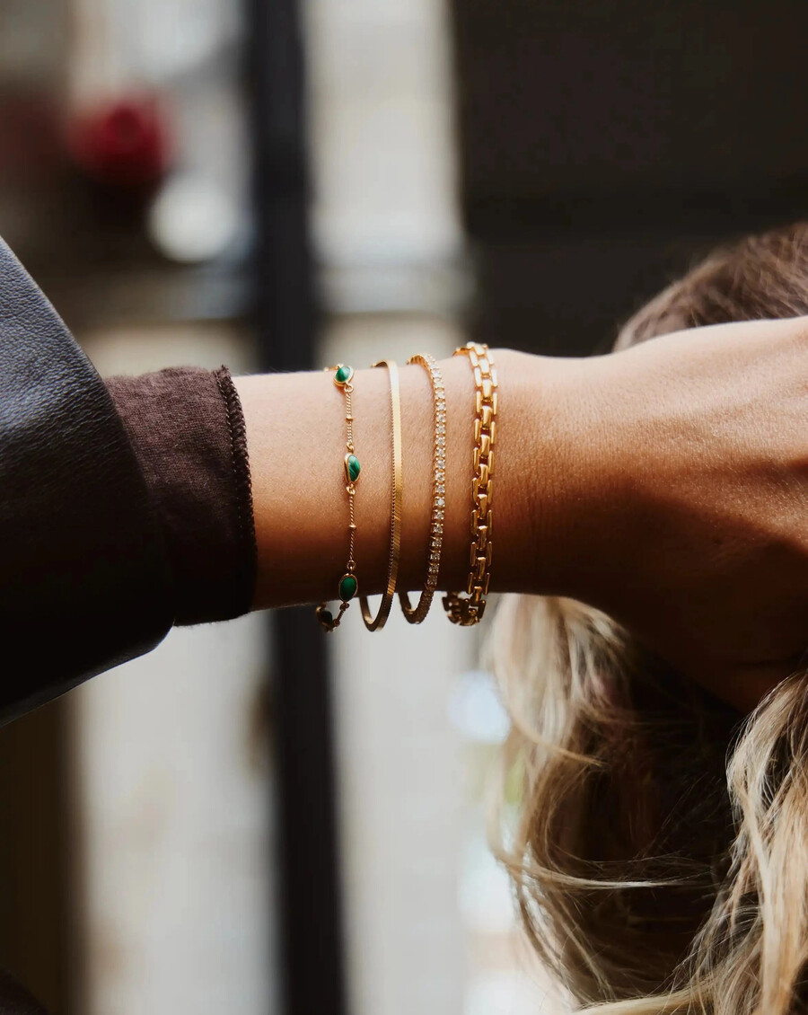 pulsera con dije de piedra preciosa magma - oromalaquita