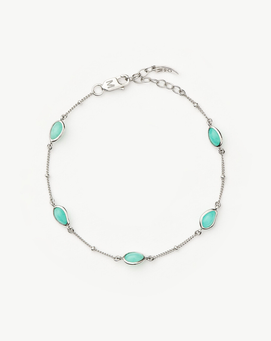 pulsera con dije de piedra preciosa magma - plata de leyamazonita