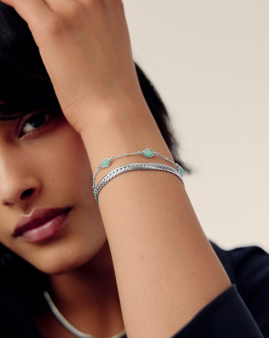 pulsera con dije de piedra preciosa magma - plata de leyamazonita