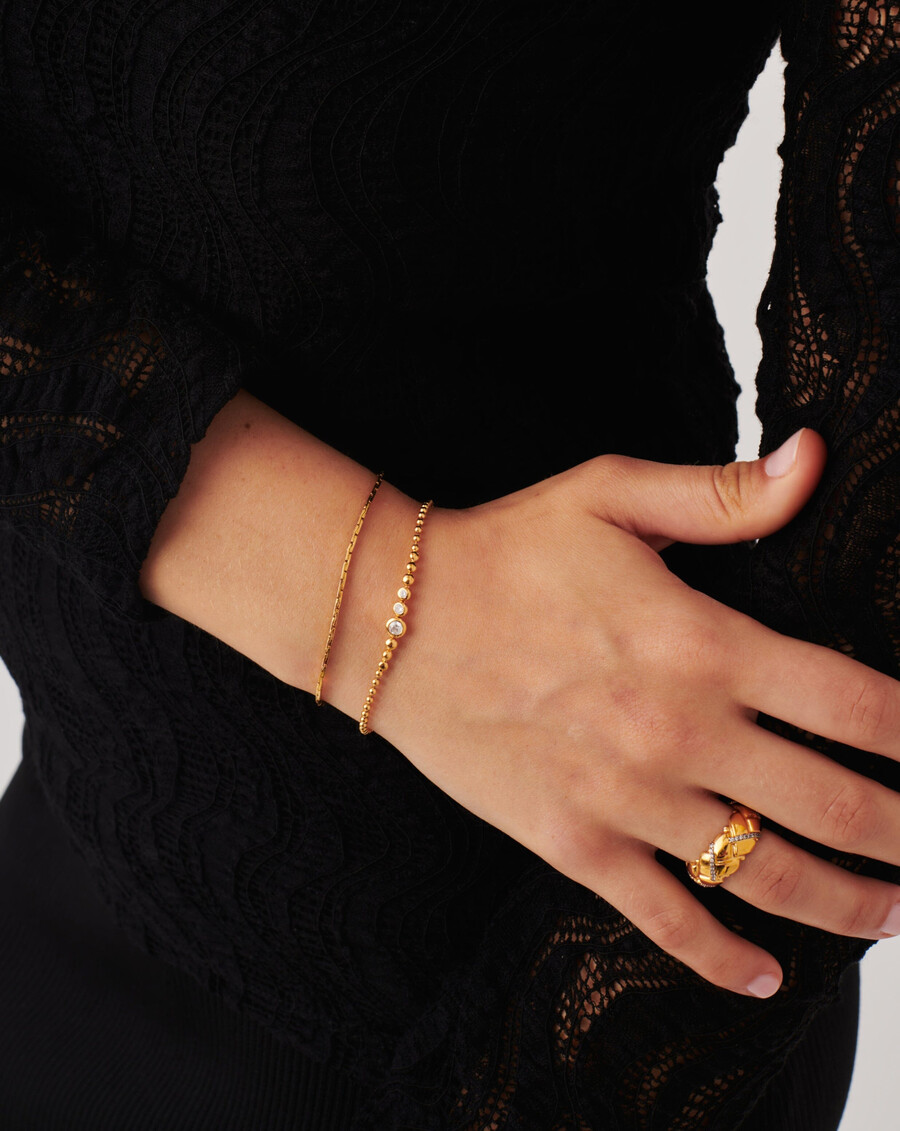 pulsera de cuentas de piedra - oro