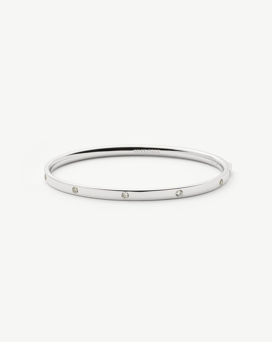 brazalete con bisagras interestelar - plata de ley y circonita cúbica