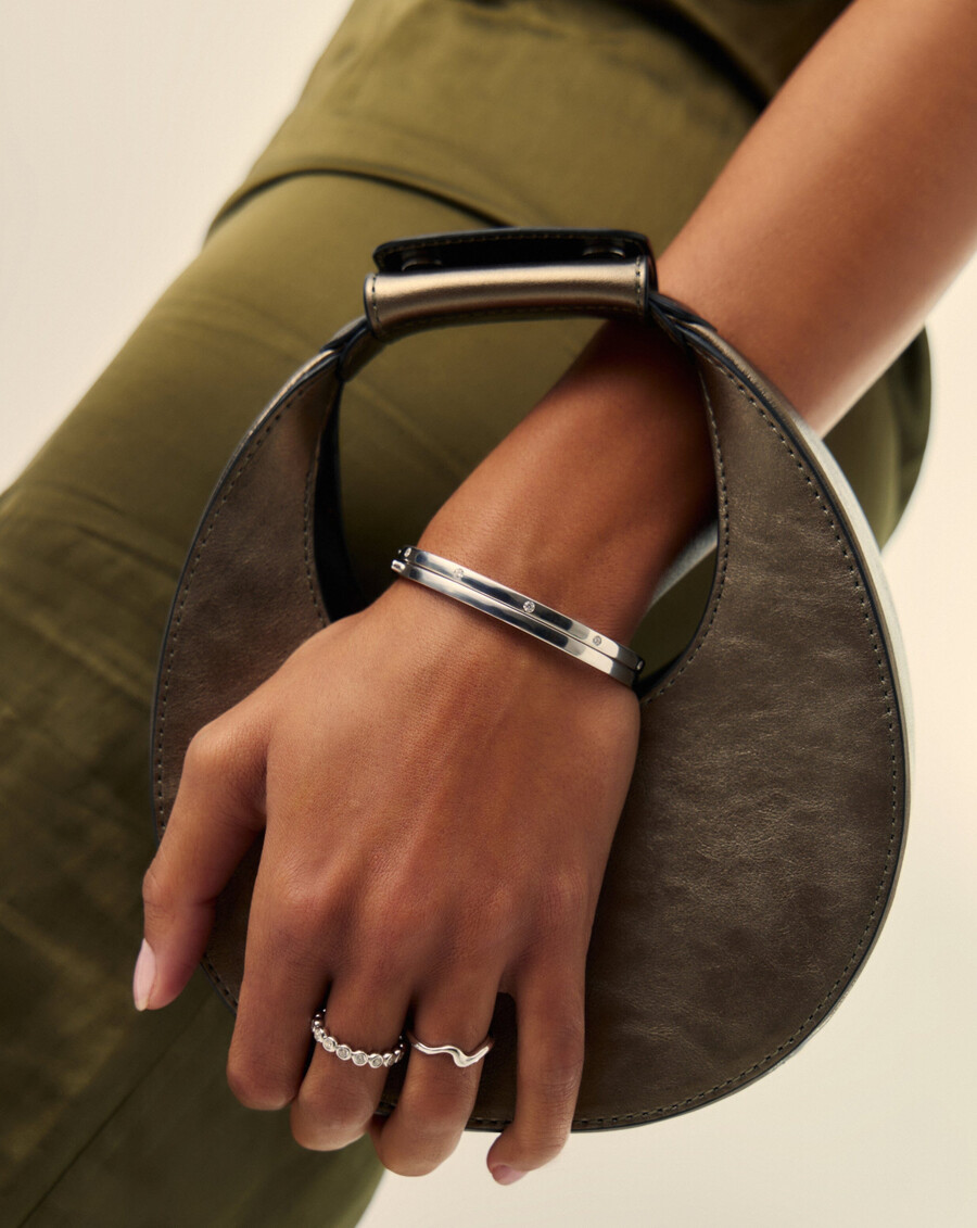 brazalete con bisagras interestelar - plata de ley y circonita cúbica