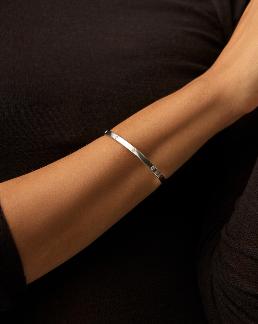 brazalete con bisagras interestelar - plata de ley y circonita cúbica