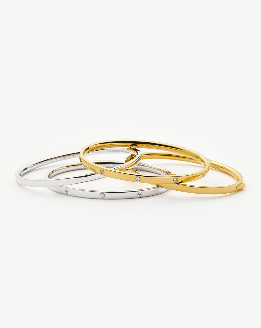 brazalete con bisagras interestelar - plata de ley y circonita cúbica