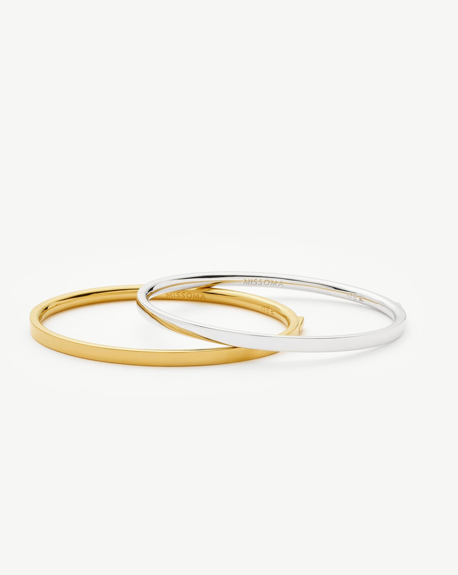 brazalete clásico con bisagras - plata de ley