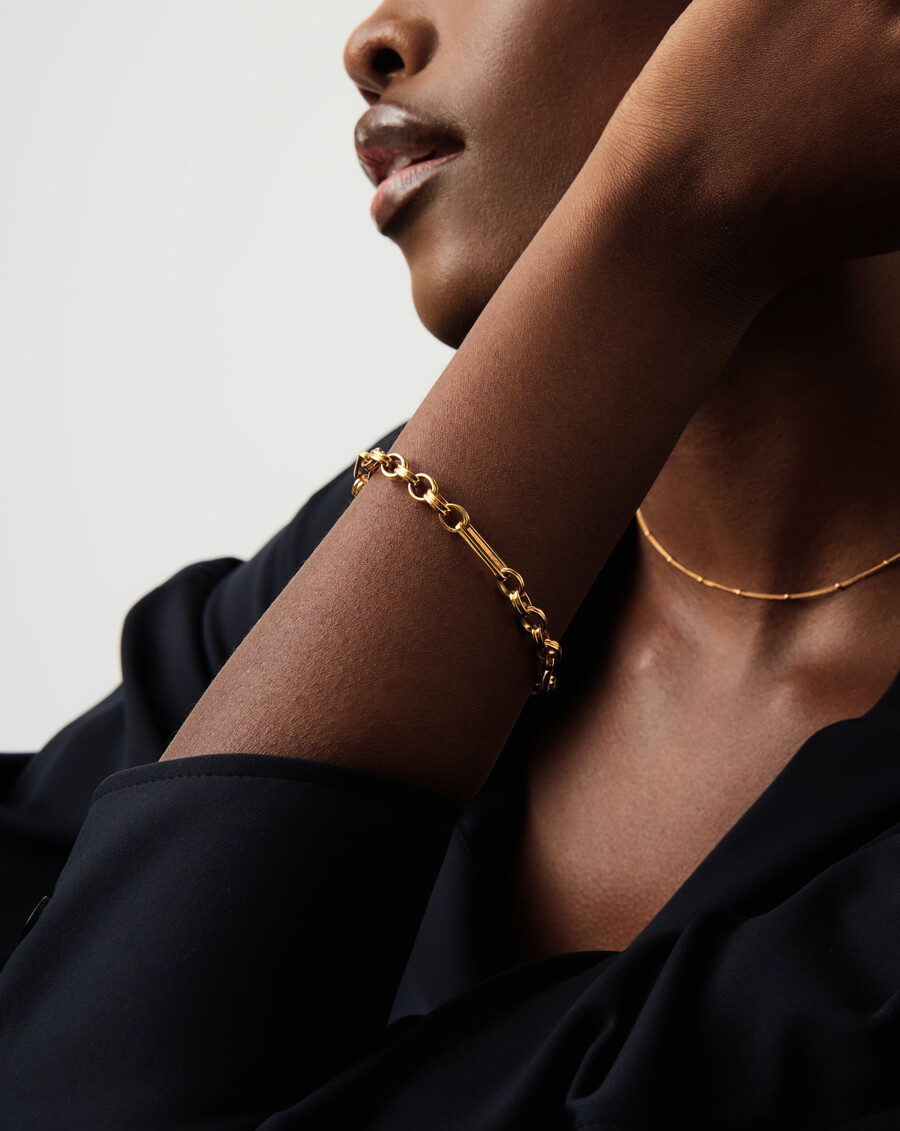 pulsera de cadena axiom - chapada en oro de 18 quilates