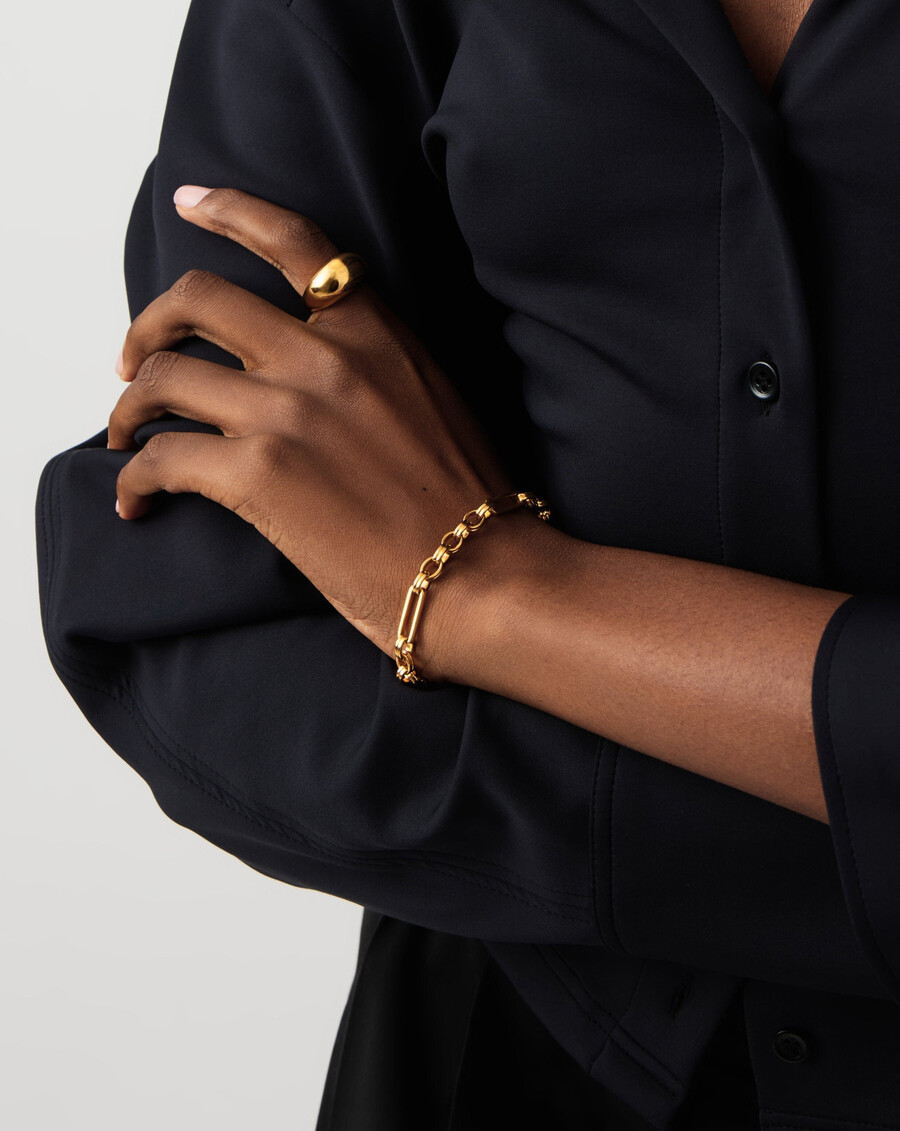 pulsera de cadena axiom - chapada en oro de 18 quilates