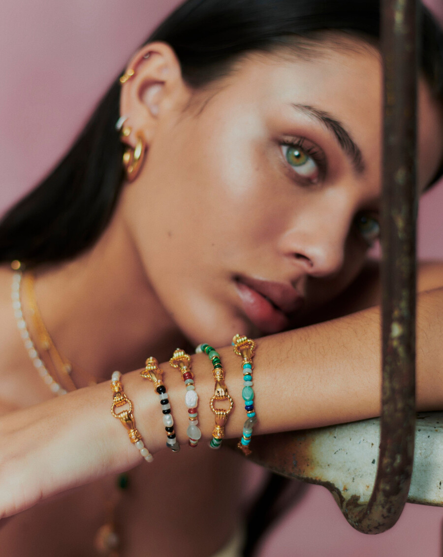 pulsera harris reed in good hands con cuentas de piedras preciosas - oronegro