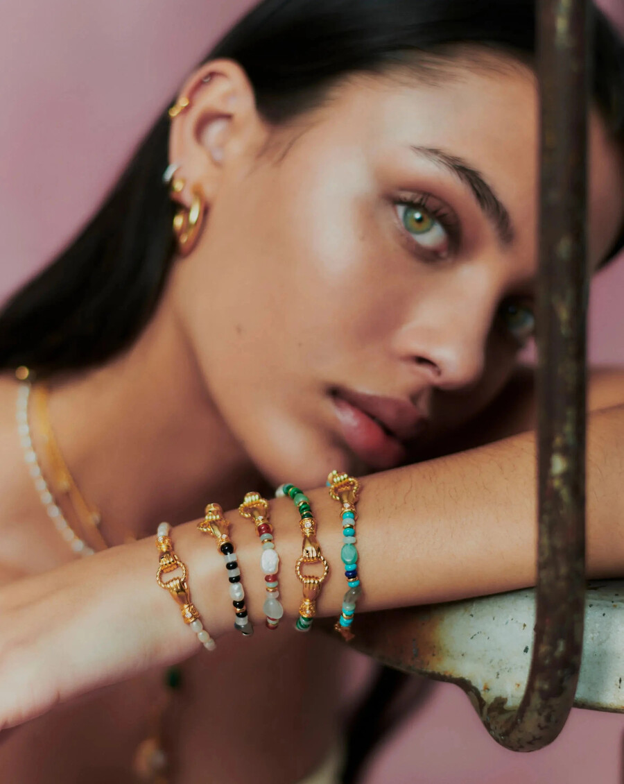 pulsera harris reed in good hands con cuentas de piedras preciosas - oroturquesa