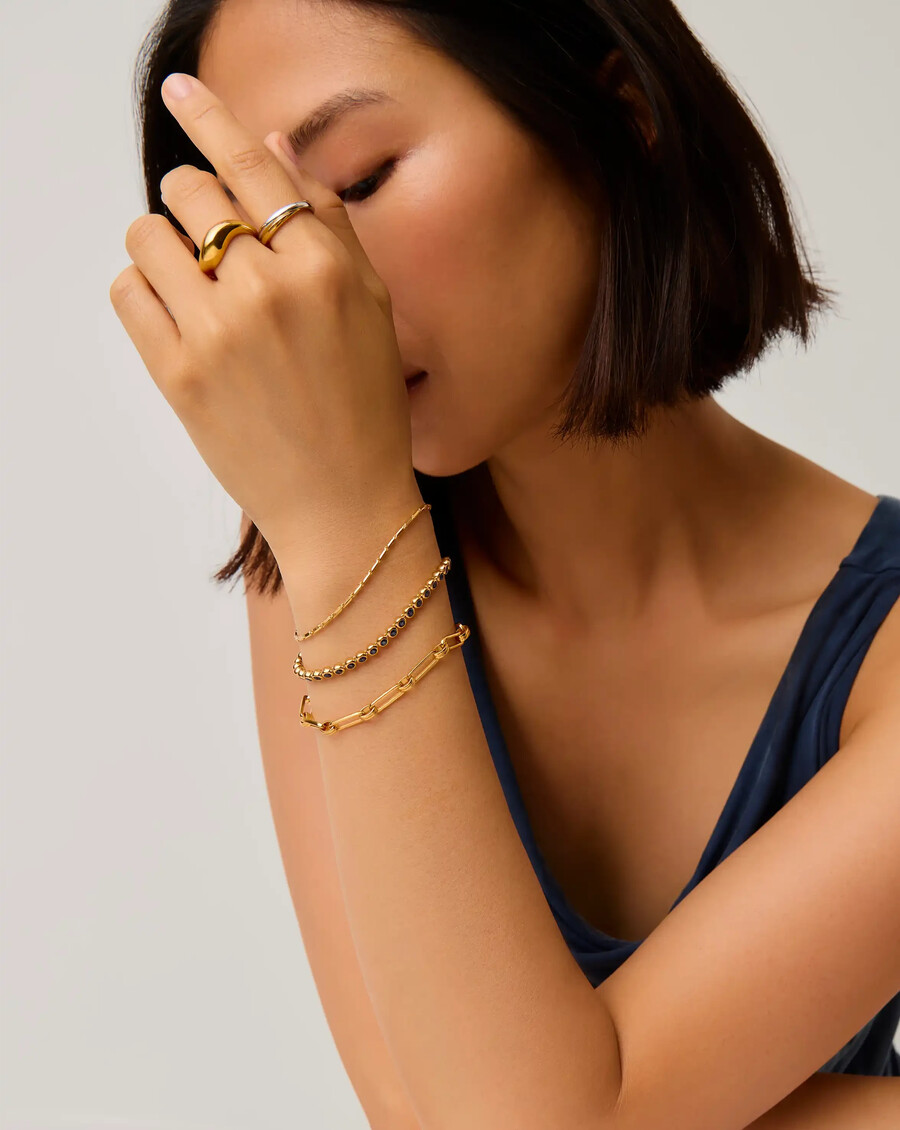 pulsera de cadena de eslabones horizon de lucy williams - oro vermeil de 18 quilates