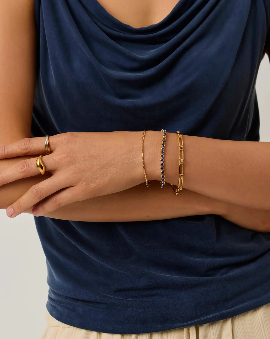 pulsera de cadena de eslabones horizon de lucy williams - oro vermeil de 18 quilates