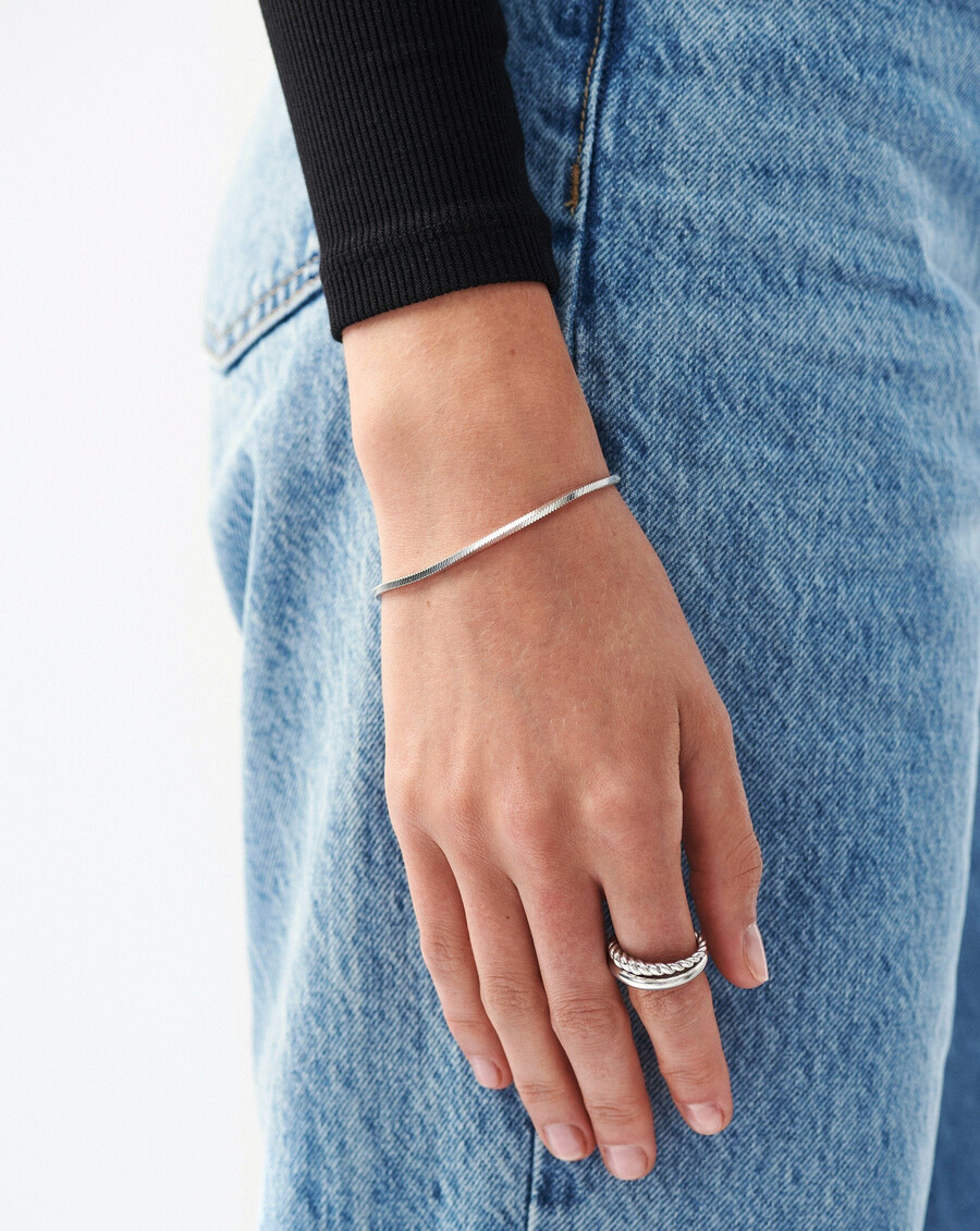 pulsera de cadena de serpiente cuadrada lucy williams - plata