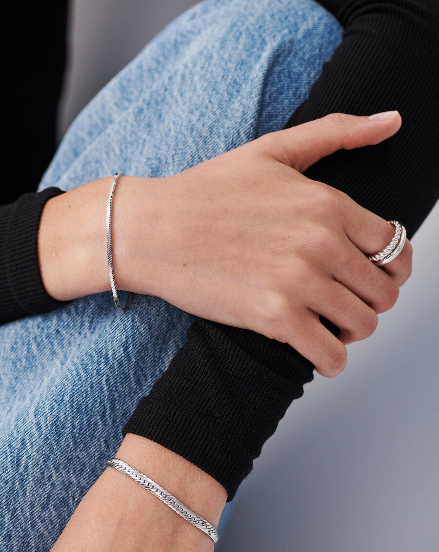 pulsera de cadena de serpiente cuadrada lucy williams - plata