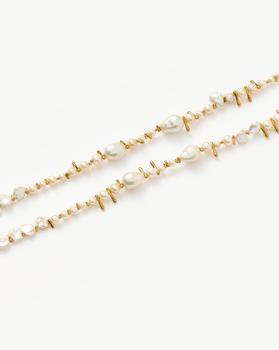 pulsera de cuentas con perla mixta - dorada