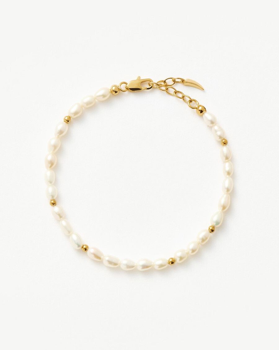 pulsera de perlas de semillas - chapado en oro de 18 kperla