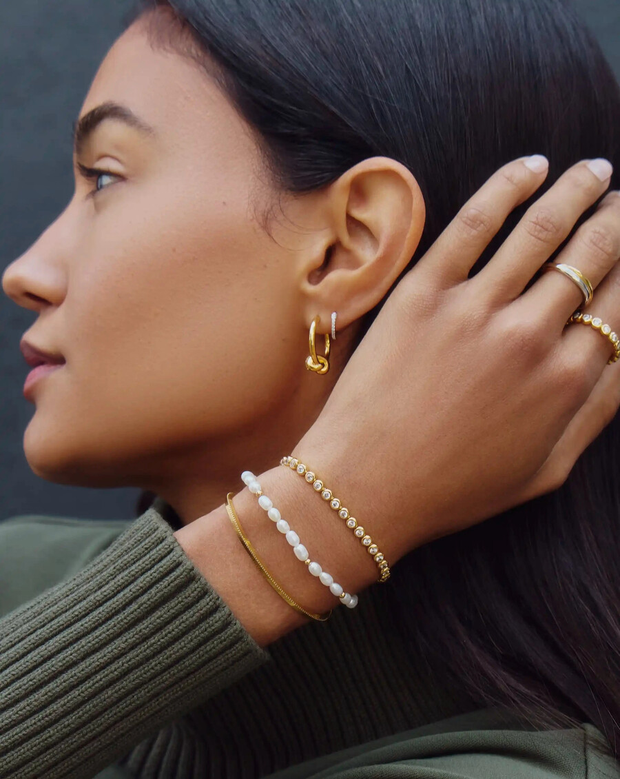 pulsera de perlas de semillas - chapado en oro de 18 kperla