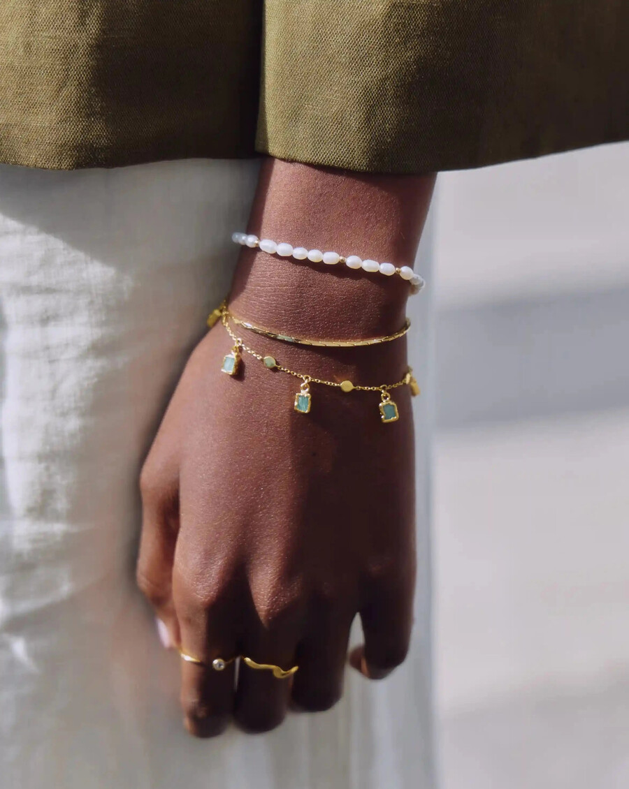 pulsera de perlas de semillas - chapado en oro de 18 kperla