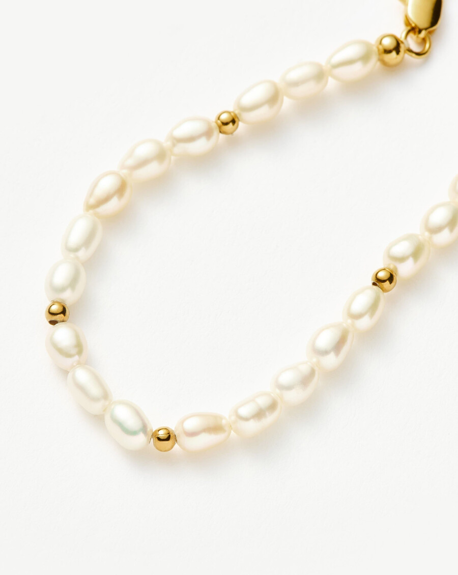pulsera de perlas de semillas - chapado en oro de 18 kperla